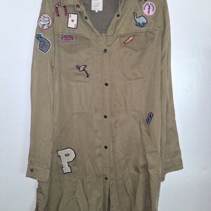 Zara Olive Utility Jacket with Fun Patches